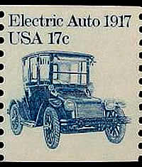 Elektromobil Detroit von 1917 auf US-Briefmarke